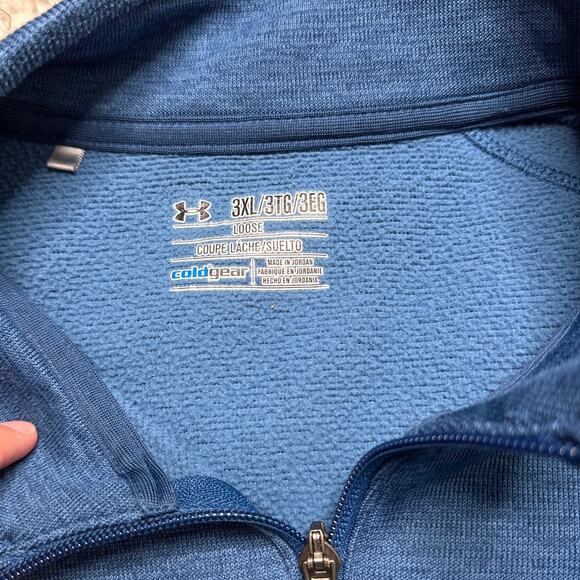 Under Armour Blue Quarter Zip Loose Coldgear Pullover Sweater Basic Gorpcore - Picture 3 of 9